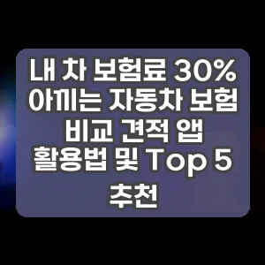 내 차 보험료 30% 아끼는 자동차 보험 비교 견적 앱 활용법 및 Top 5 추천