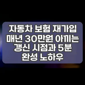자동차 보험 재가입 | 매년 30만원 아끼는 갱신 시점과 5분 완성 노하우