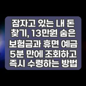 잠자고 있는 내 돈 찾기, 13만원 숨은 보험금과 휴면 예금 5분 만에 조회하고 즉시 수령하는 방법
