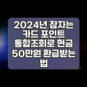 2024년 잠자는 카드 포인트 통합조회로 현금 50만원 환급받는 법