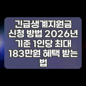 긴급생계지원금 신청 방법 2026년 기준 1인당 최대 183만원 혜택 받는 법