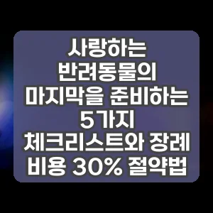 사랑하는 반려동물의 마지막을 준비하는 5가지 체크리스트와 장례 비용 30% 절약법