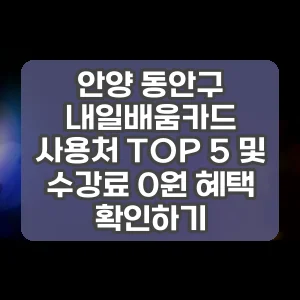 안양 동안구 내일배움카드 사용처 TOP 5 및 수강료 0원 혜택 확인하기