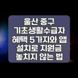 울산 중구 기초생활수급자 혜택 5가지와 앱 설치로 지원금 놓치지 않는 법