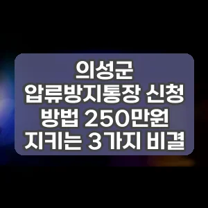 의성군 압류방지통장 신청 방법 250만원 지키는 3가지 비결