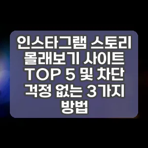 인스타그램 스토리 몰래보기 사이트 TOP 5 및 차단 걱정 없는 3가지 방법