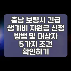 충남 보령시 긴급 생계비 지원금 신청 방법 및 대상자 5가지 조건 확인하기